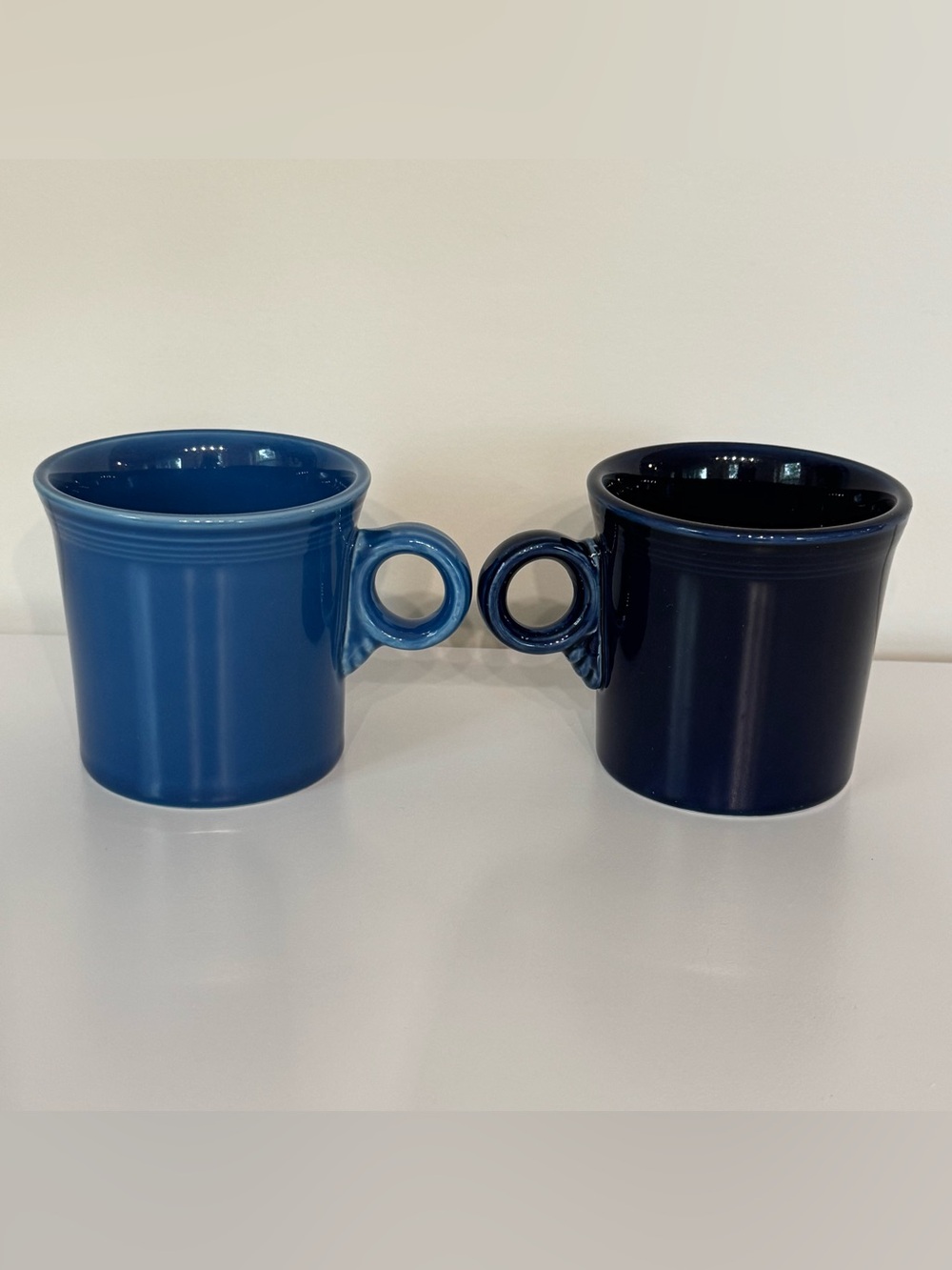 Set of 2 Fiesta O Ring-Handle Coffee Tea Mugs Blue & Navy Blue HLC - Picture 6 of 8